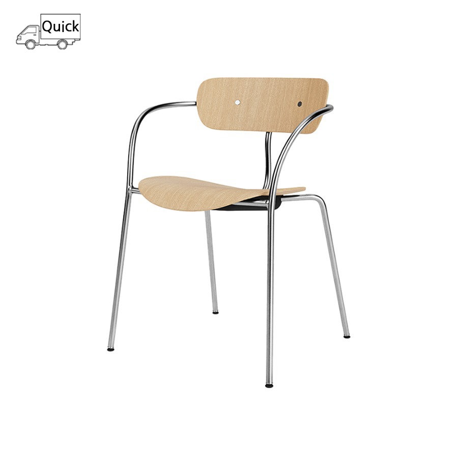 앤트레디션 파빌리온 암체어 Pavilion Arm Chair AV2 Chrome/Lacquered Oak/Chrome Fitting